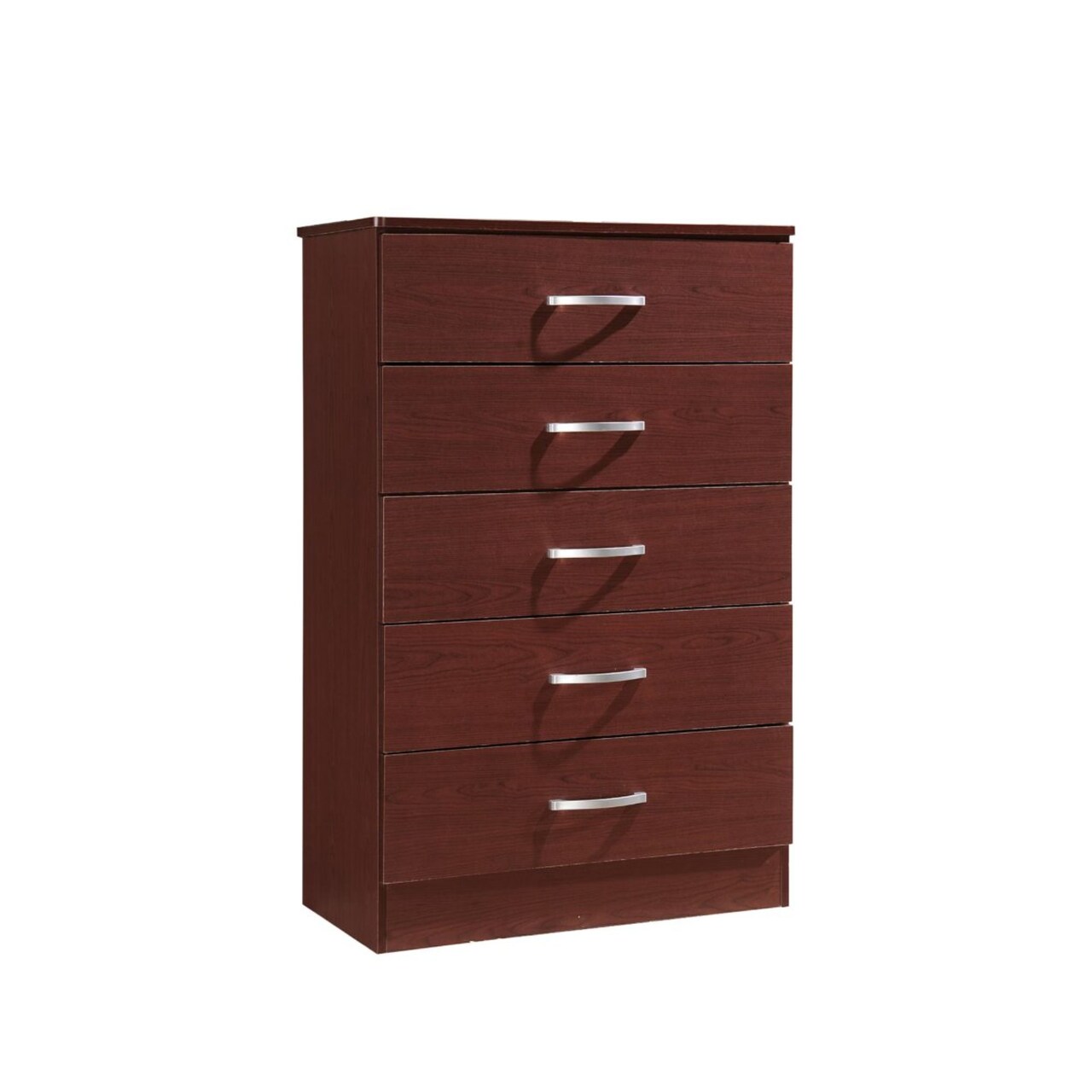 Contemporary Home Living 47.75" Mahogany Brown and Silver Rectangular 5-Drawer Chest